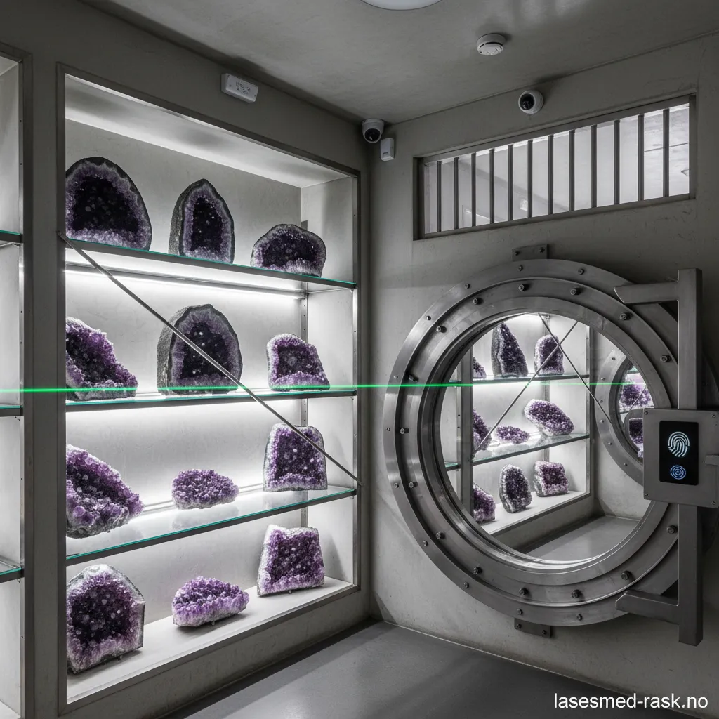 Sikker hvelvdør i et lager for ametyster