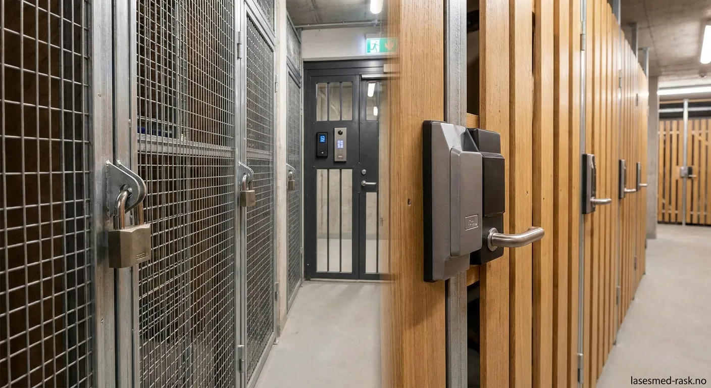 Bodlås montert på dør til sykkelbod i norsk borettslag
