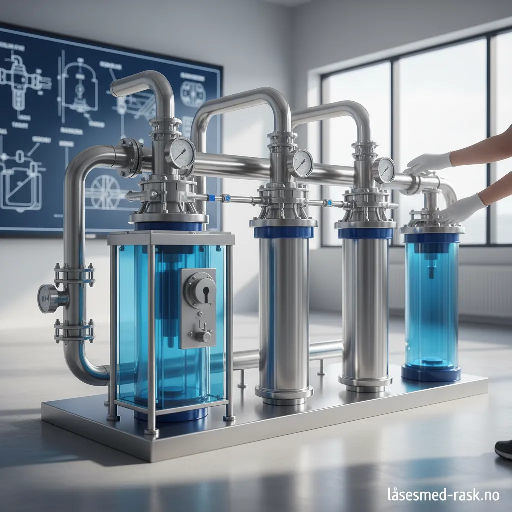 Lås på et industrielt filtrasjonsanlegg