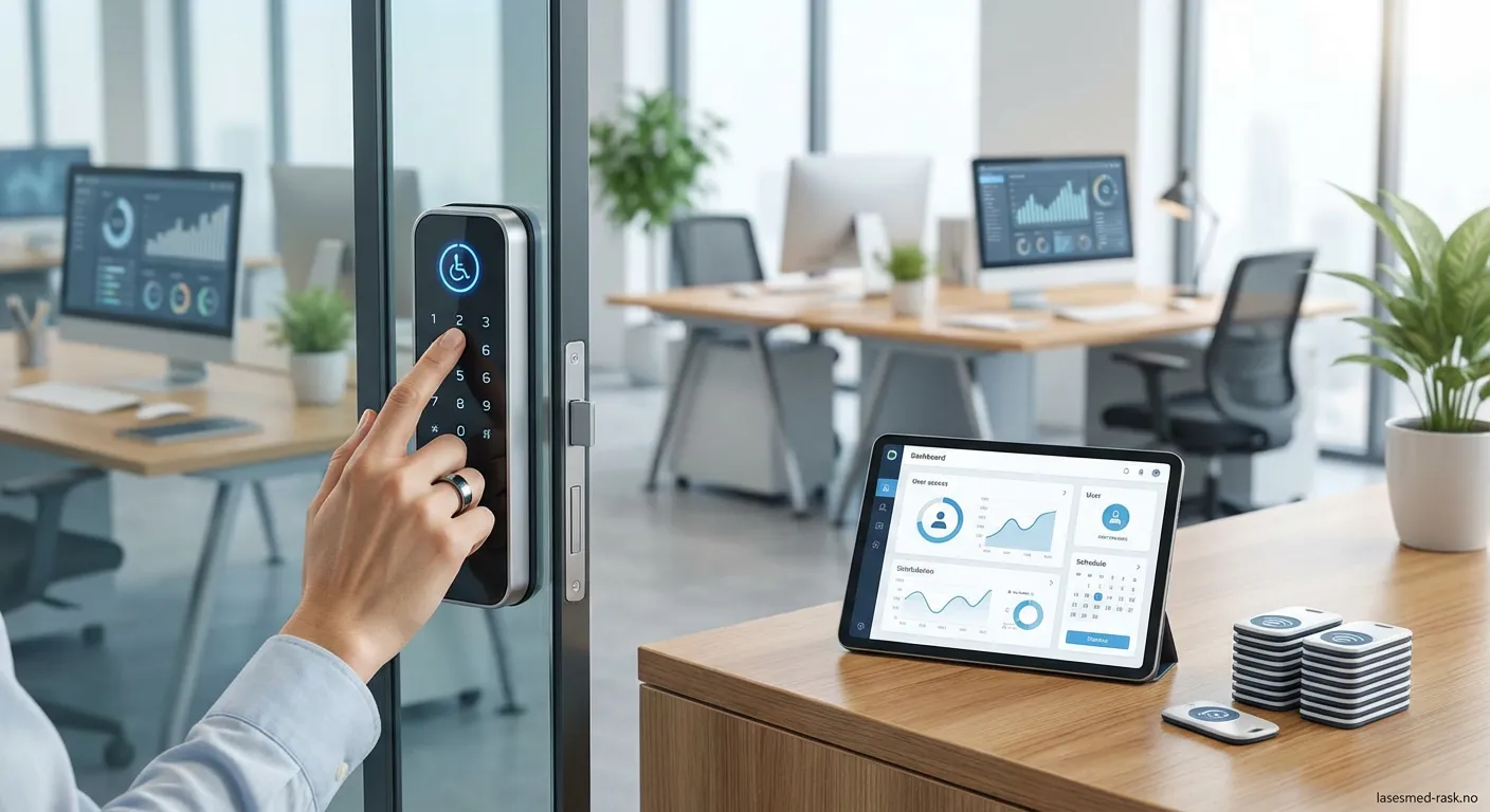 Elektronisk kontorlås med tastatur og nøkkelkort