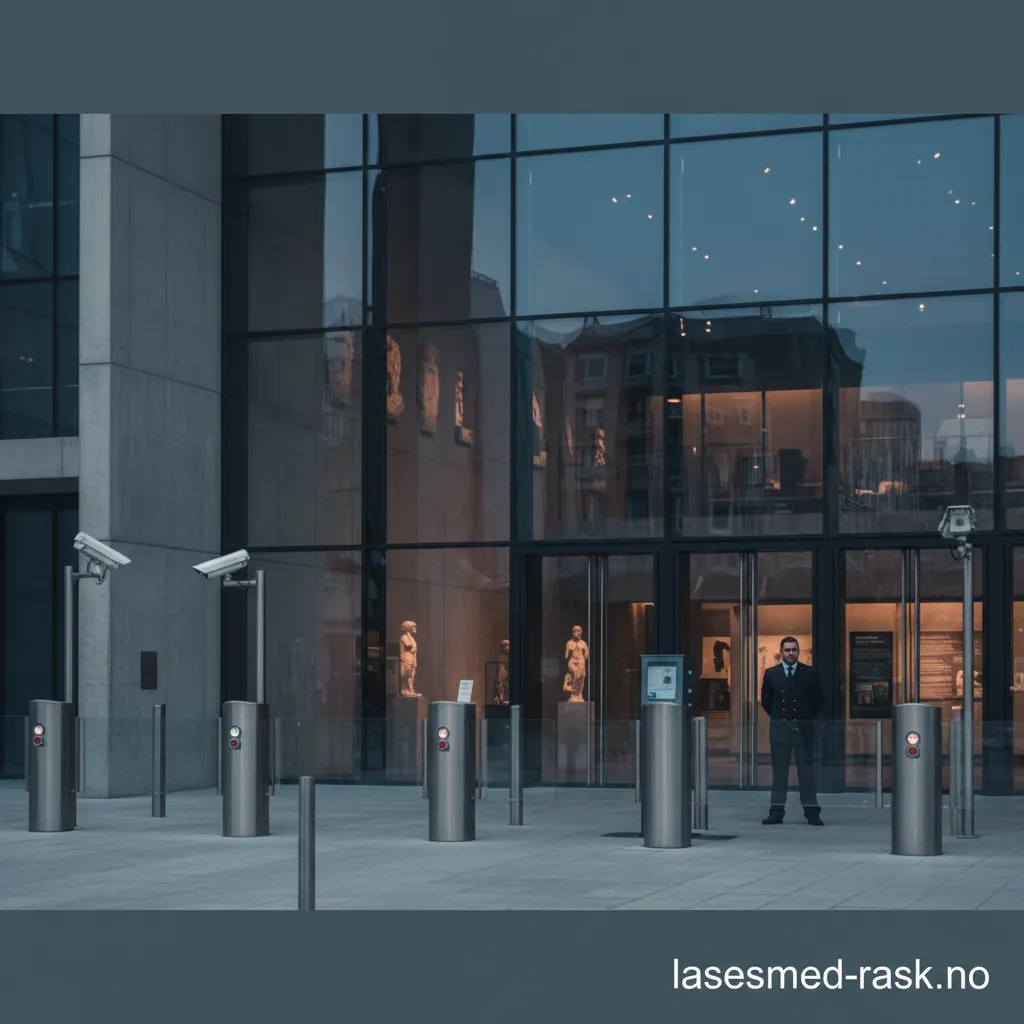 Moderne sikkerhetssystem installert i et museumsgalleri