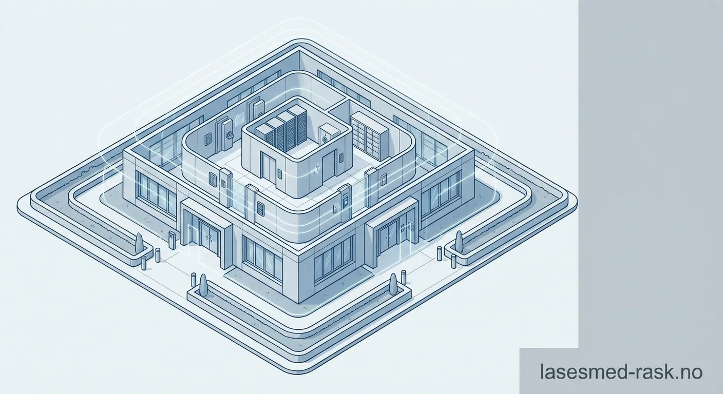 Nærbilde av en sikkerhetslås på en passiv dørfløy i et lagerbygg