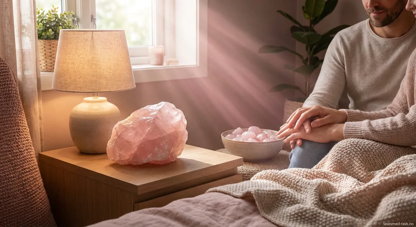 Vakker rosa kvartskrystal på hvit bakgrunn