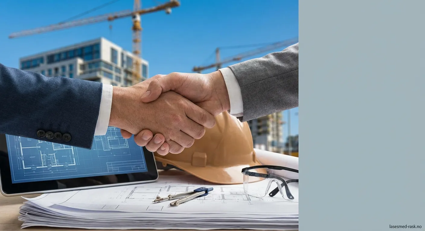 Arbeidere i verneutstyr på byggeplass som illustrerer en Skanska partner i arbeid