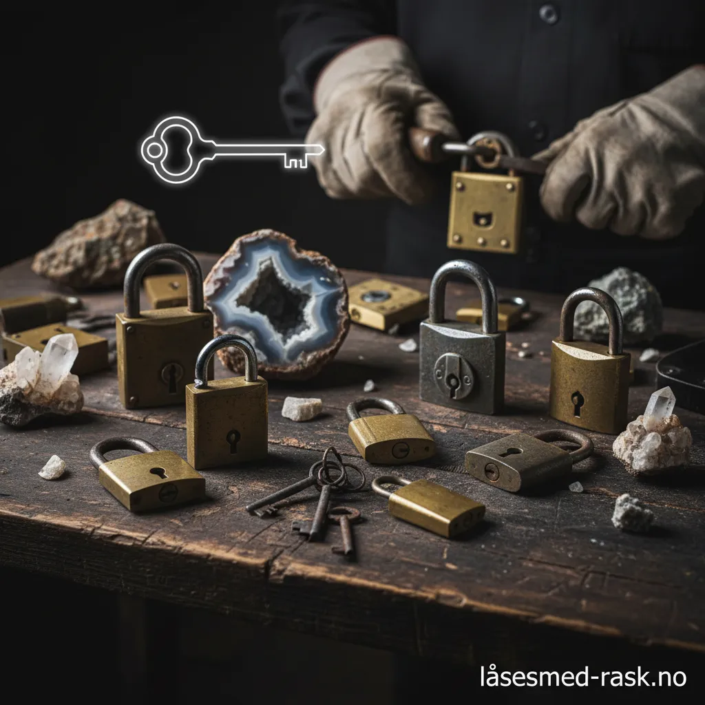 Nærbilde av en person som inspiserer en Steinsamling lås på en dør.